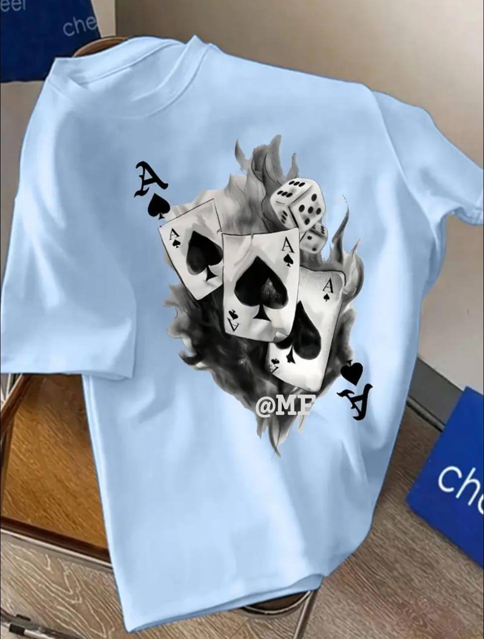 CASUAL & ELEGANT PRINTED TEE - LIGHT BLUE