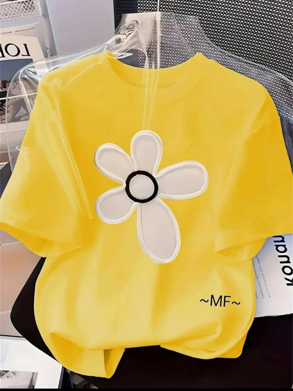 YELLOW TEE WITH A FLORAL PRINT