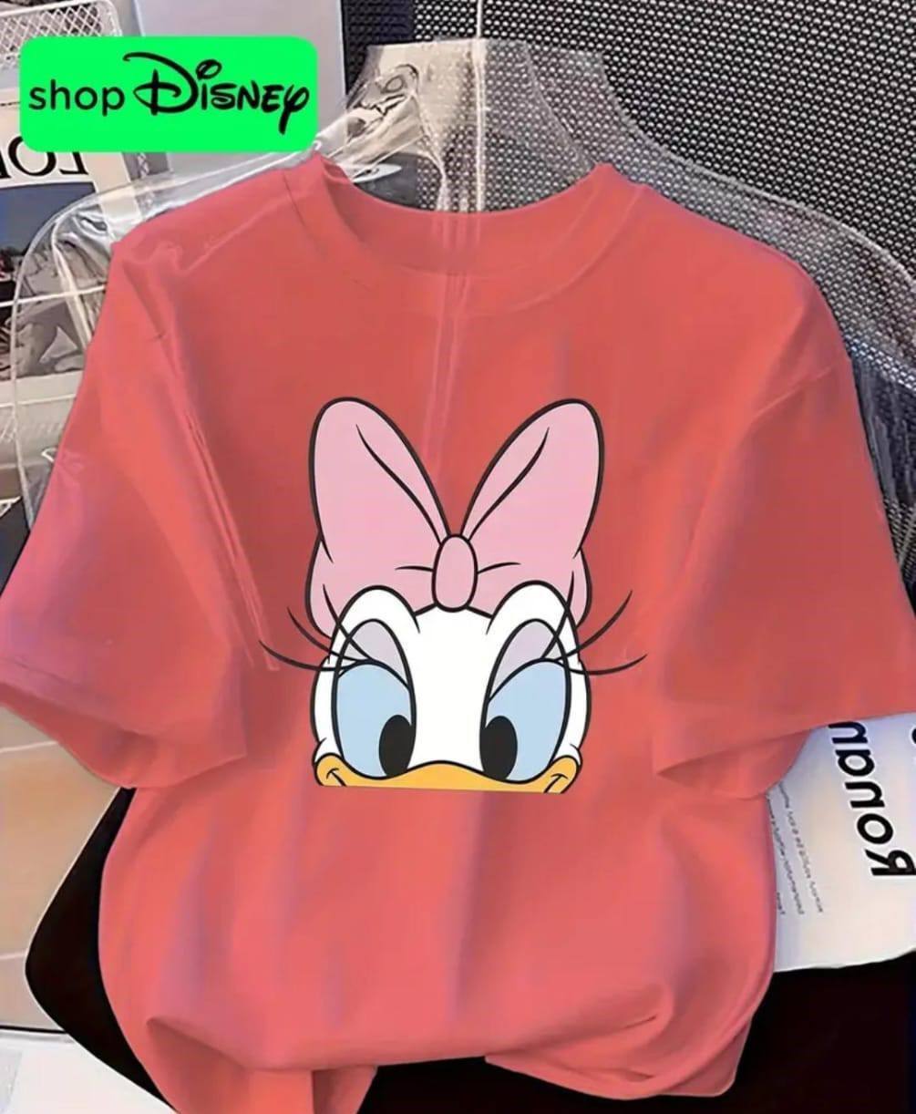 PEACH COLOUR TEE WITH DAISY DUCK PRINT