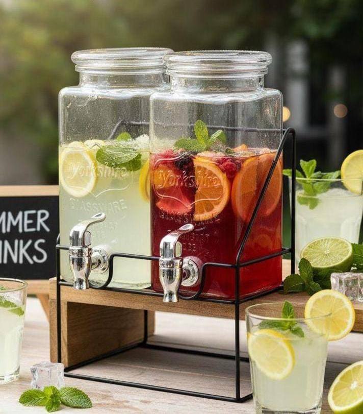 2PCS GLASS BEVERAGE DISPENSER