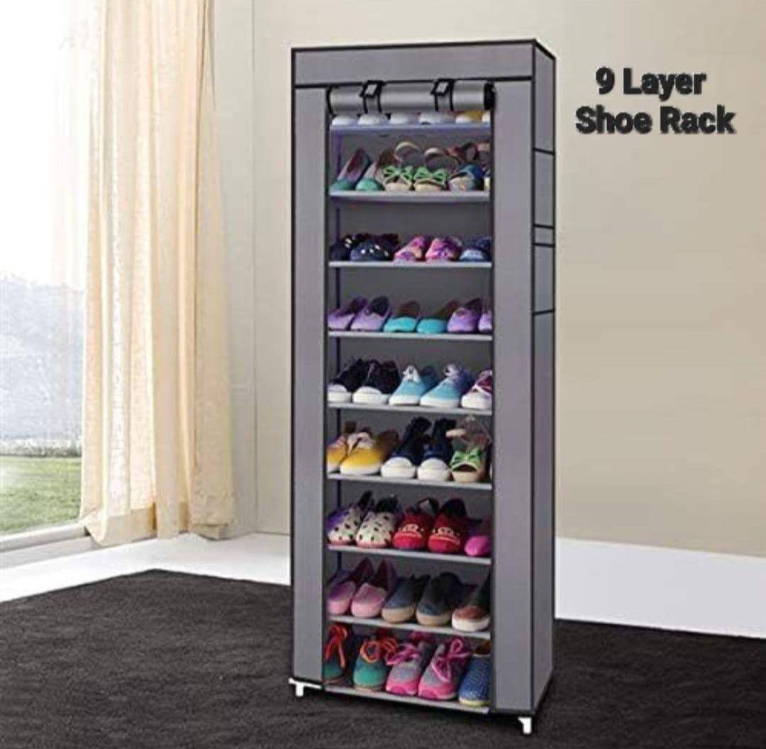 9 LAYER SHOE RACK WITH COVER