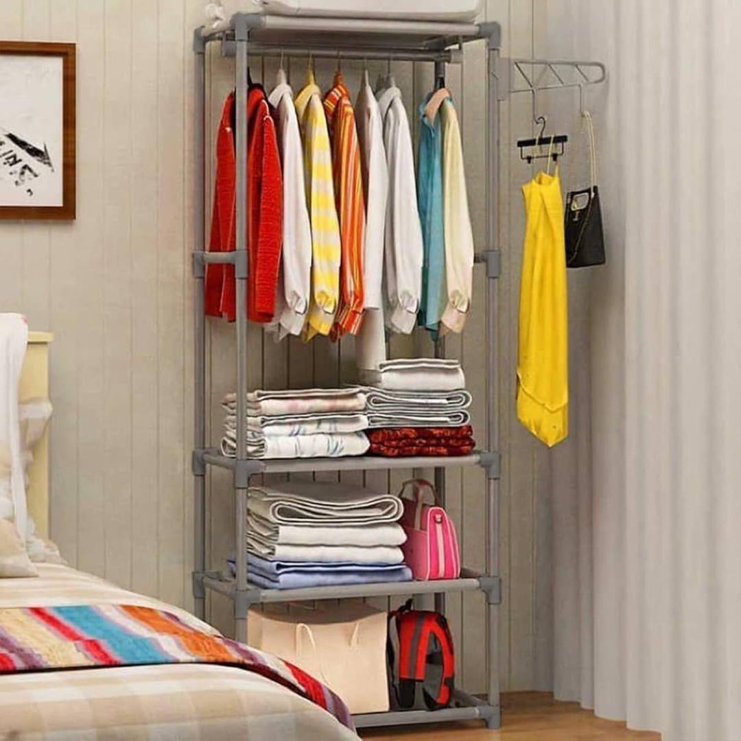 NEW FASHION SQUARE CLOTH RACK WITH SHELVES