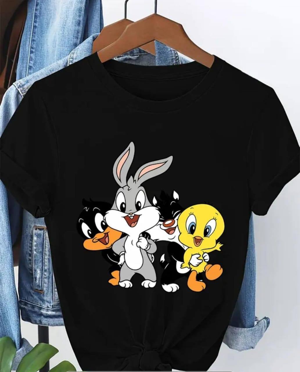 BLACK COLOR CASUAL T SHIRT WITH LADIES