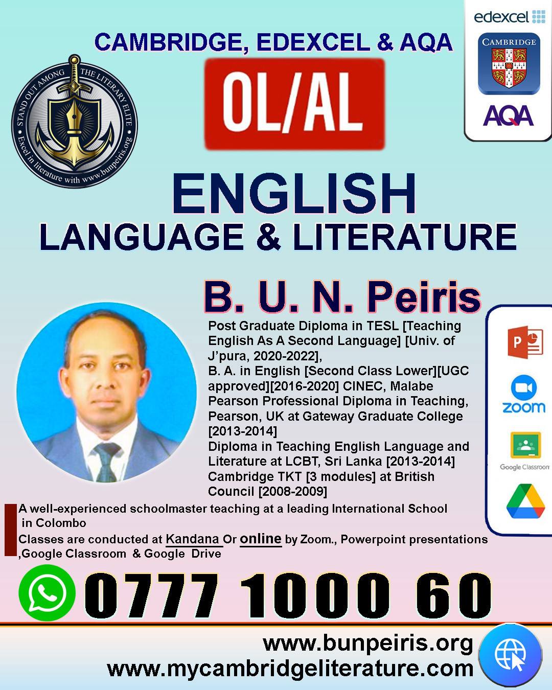 EXPERT INTERNATIONAL SCHOOLMASTER: CAMBRIDGE, EDEXCEL & AQA ENGLISH - INDIVIDUAL CLASSES