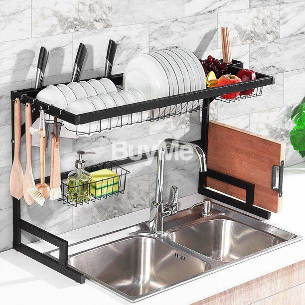 SINK RACK DOUBLE STAINLESS STEEL 85CM