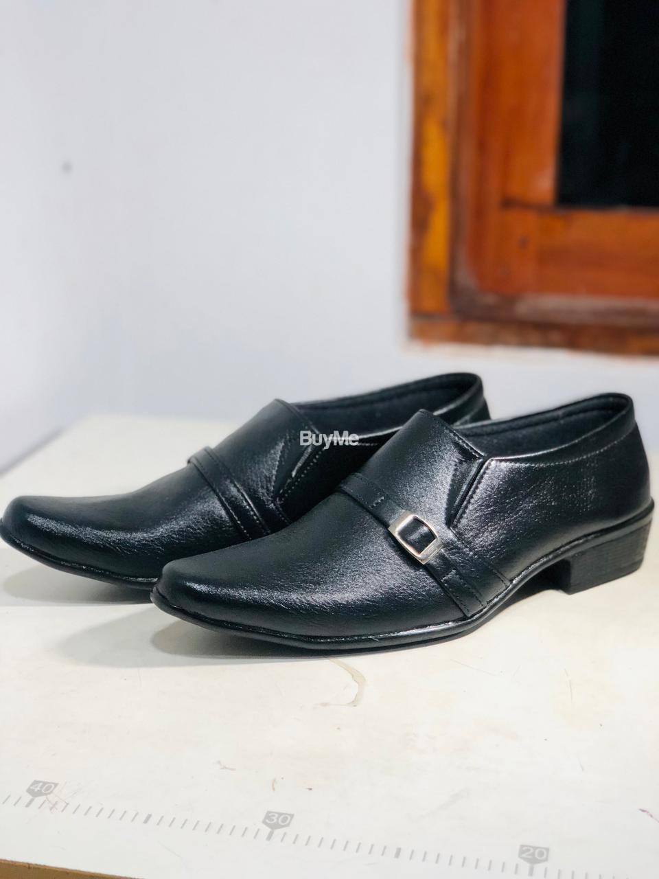 BLACK OFFICE SHOES FOR MEN WITH BUCKLE