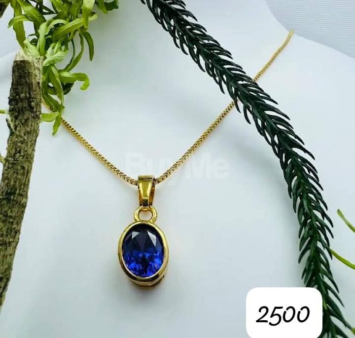 GOLD COLOUR CHAIN WITH BLUE COLOUR PENDENT