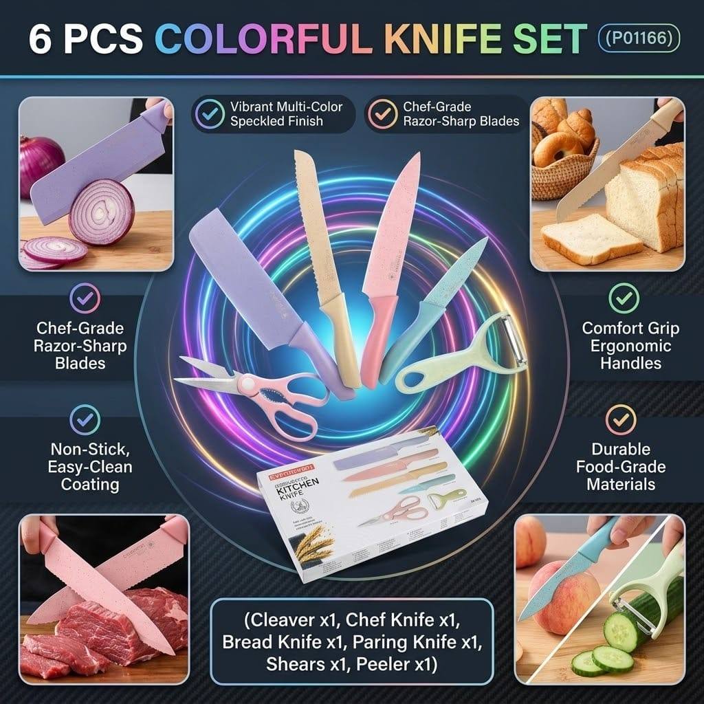 6 PCS COLORFUL KNIFE SET
