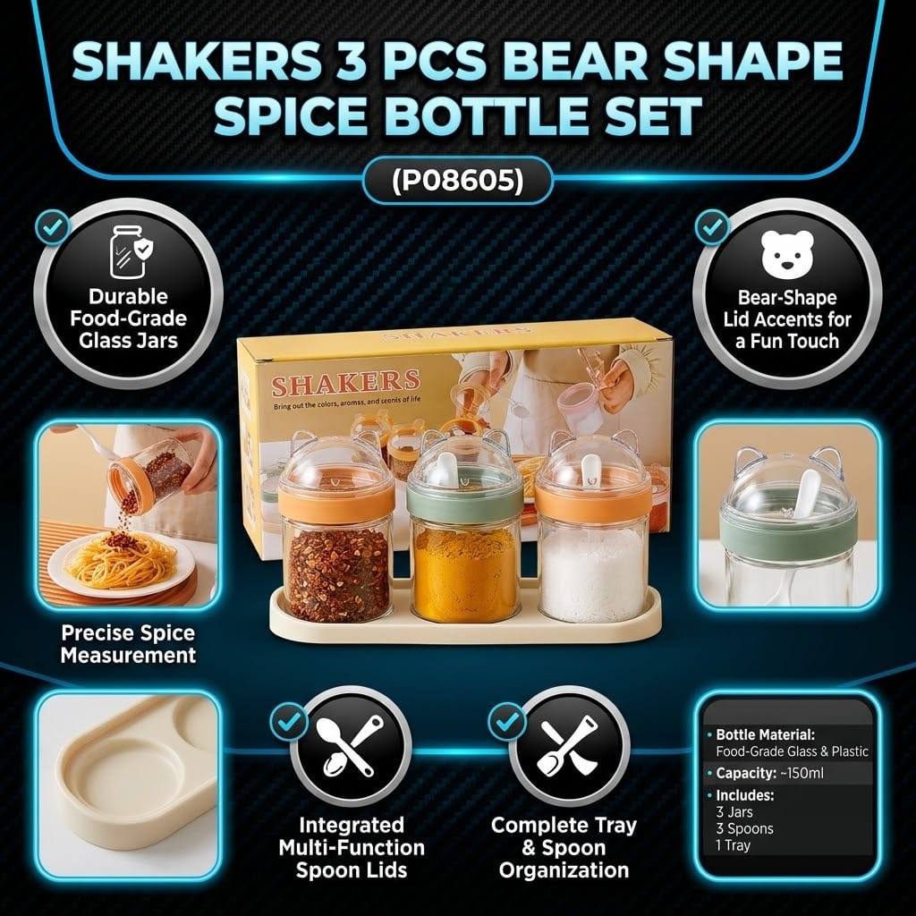 3 PCS BEAR-SHAPED SPICE BOTTLE SET