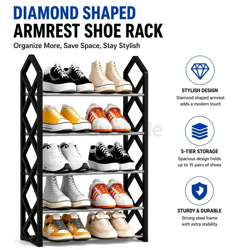 Diamond Shape Armrest Shoe Rack