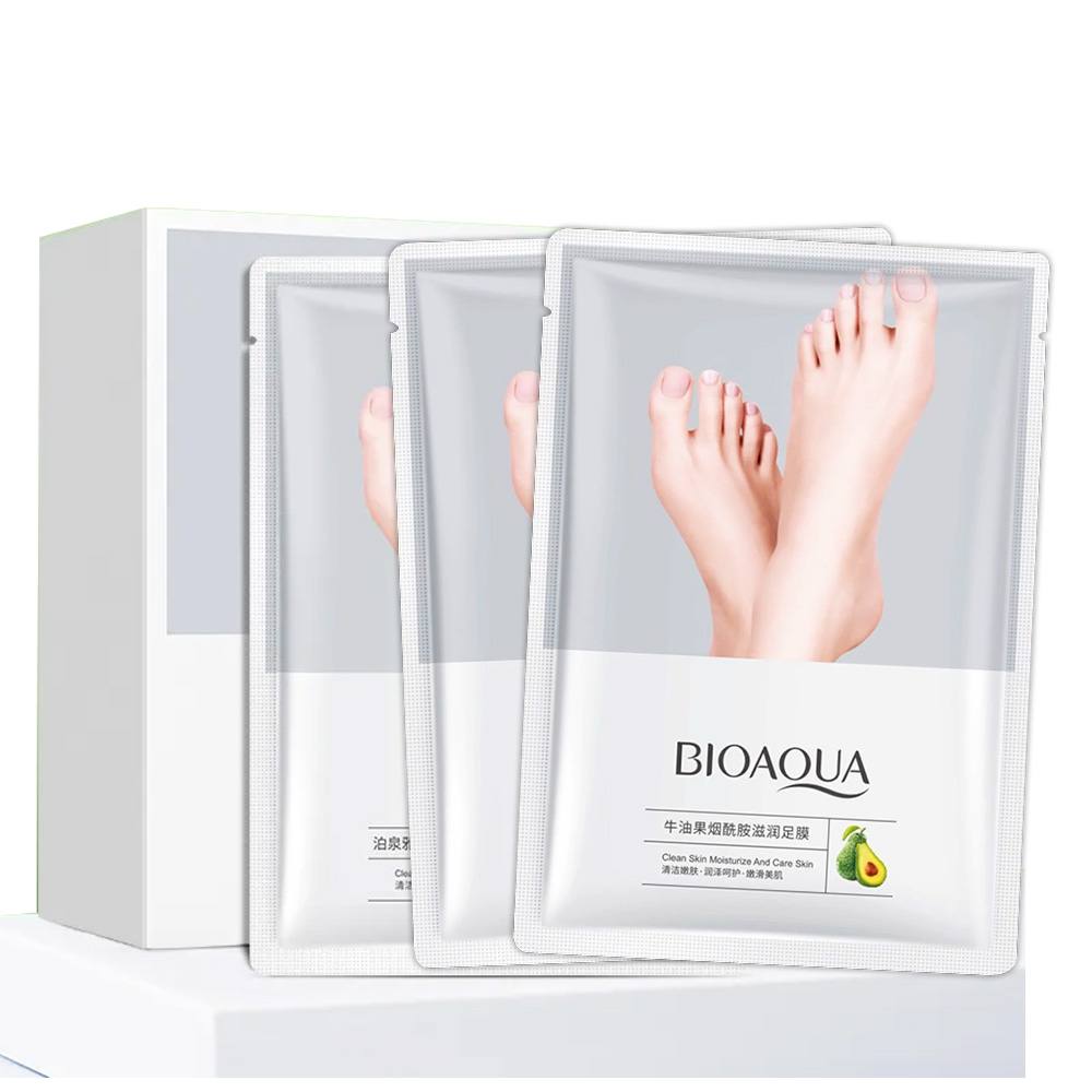 BIOAQUA Foot Mask Sheet 3 Pair Set (Avocado Niacinamide Moisturizing Foot Mask)