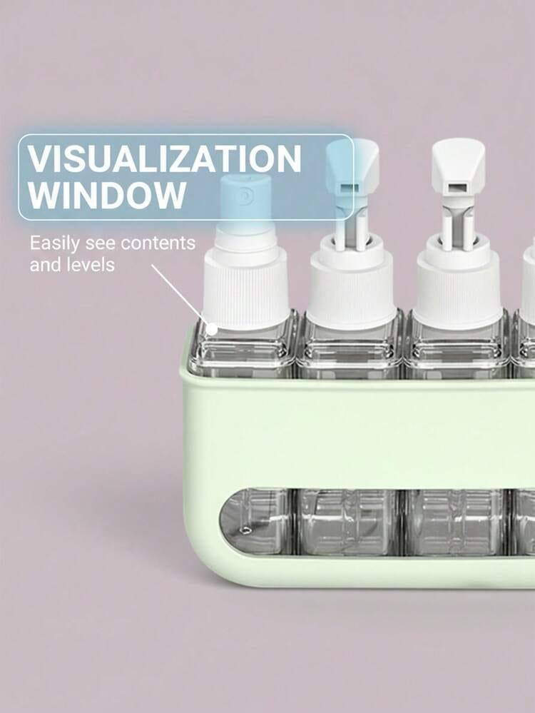 4 PCS TRAVEL BOTTLE DISPENSER SET WITH RACK