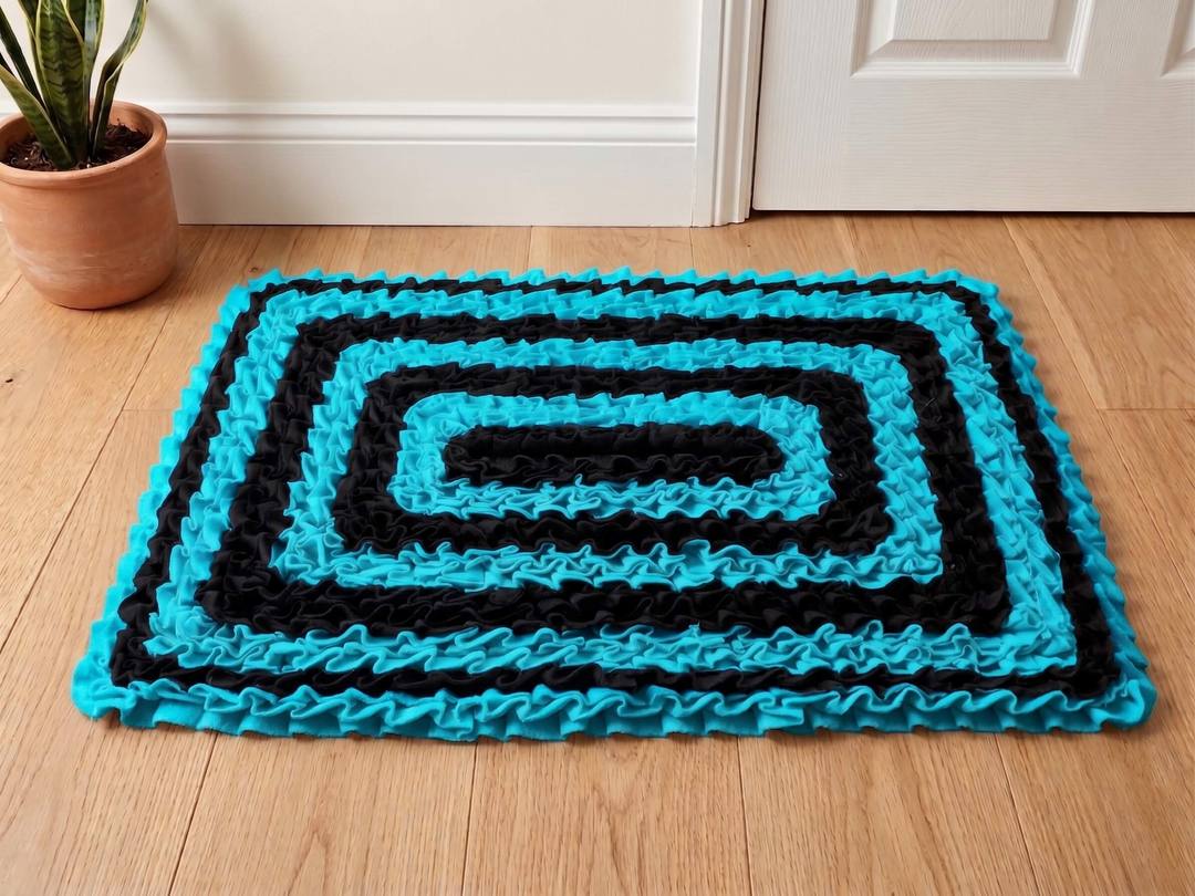 Rectangle Shaped Dual-Tone Colour Doormat (Blue & Black)