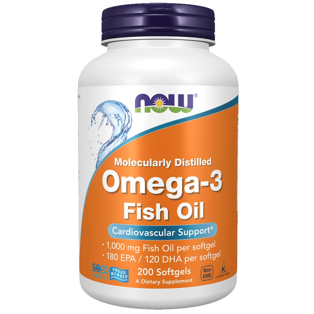 Now Omega-3 Fish Oil (Molecularly Distilled 200 Softgels)