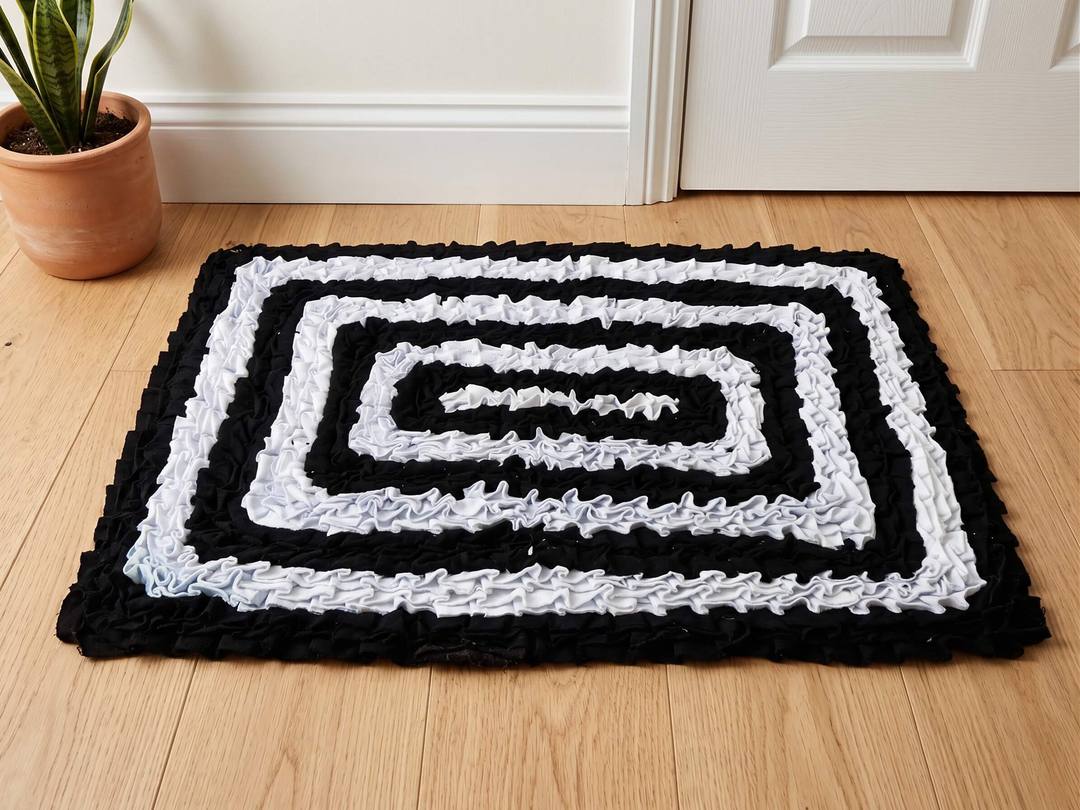 Rectangle Shaped Dual-Tone Colour Doormat (White & Black)
