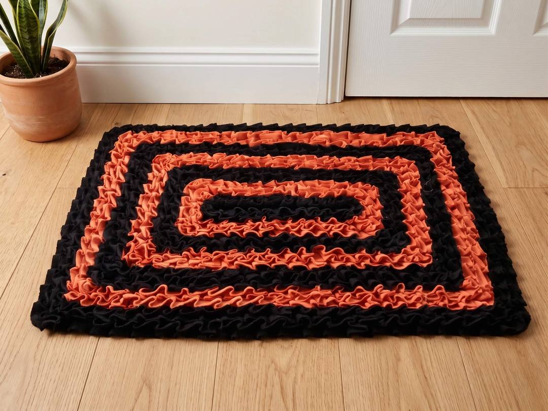 Rectangle Shaped Dual-Tone Colour Doormat (Orange & Black)