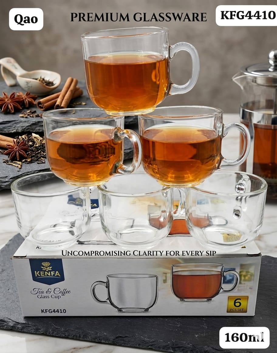 GLASS TEA CUP SET – 6PCS (160ML)