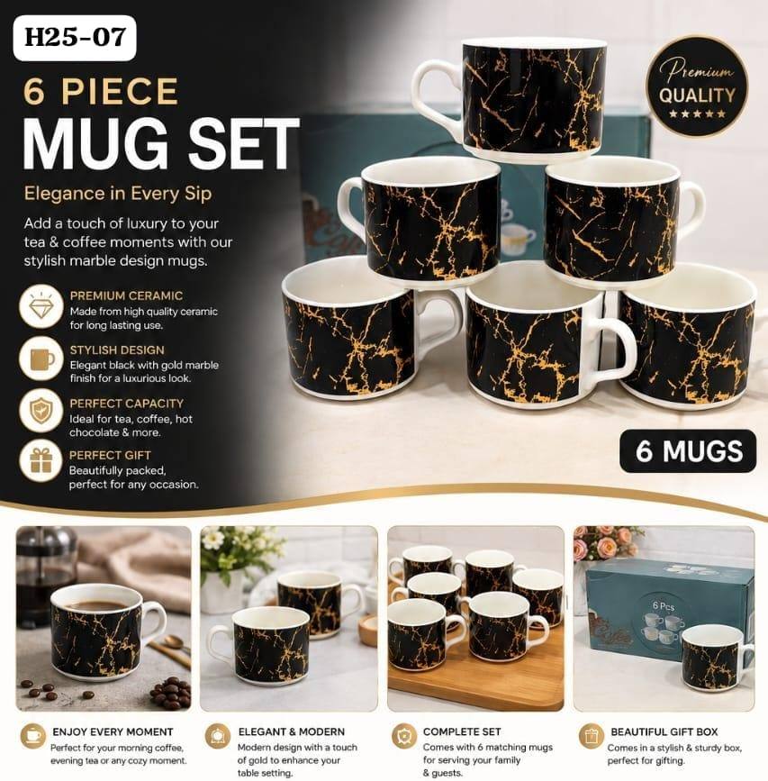 6PCS Premium Printed Cup Set โ 160ML