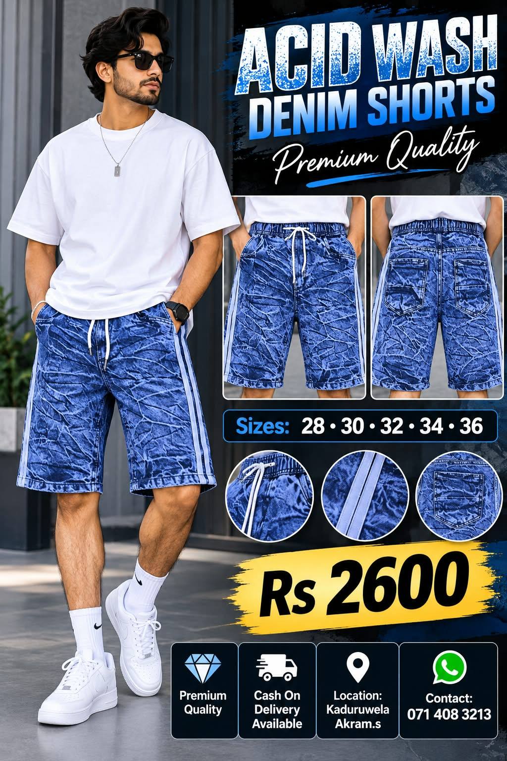 ACID WASH DENIM SHORTS
