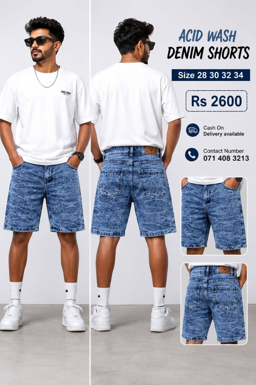 Acid Wash Denim Shorts