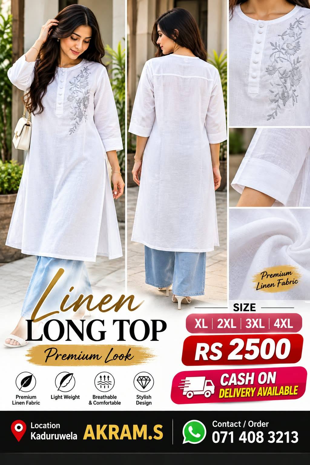 PREMIUM LINEN LONG TOP