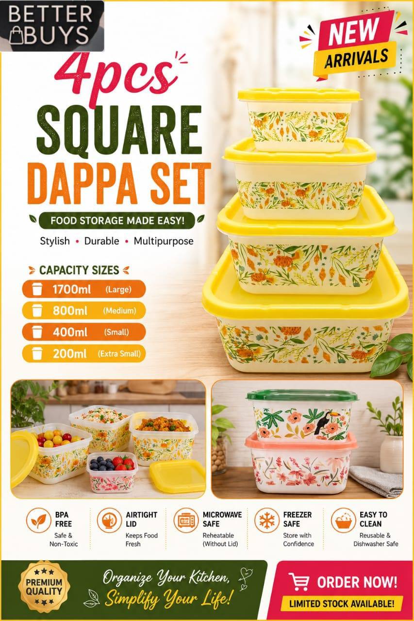 4PCS Square Printed Dappa Set