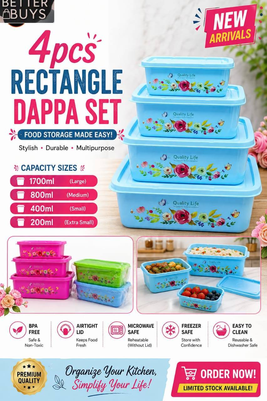4PCS Rectangle Painted Dappa Set
