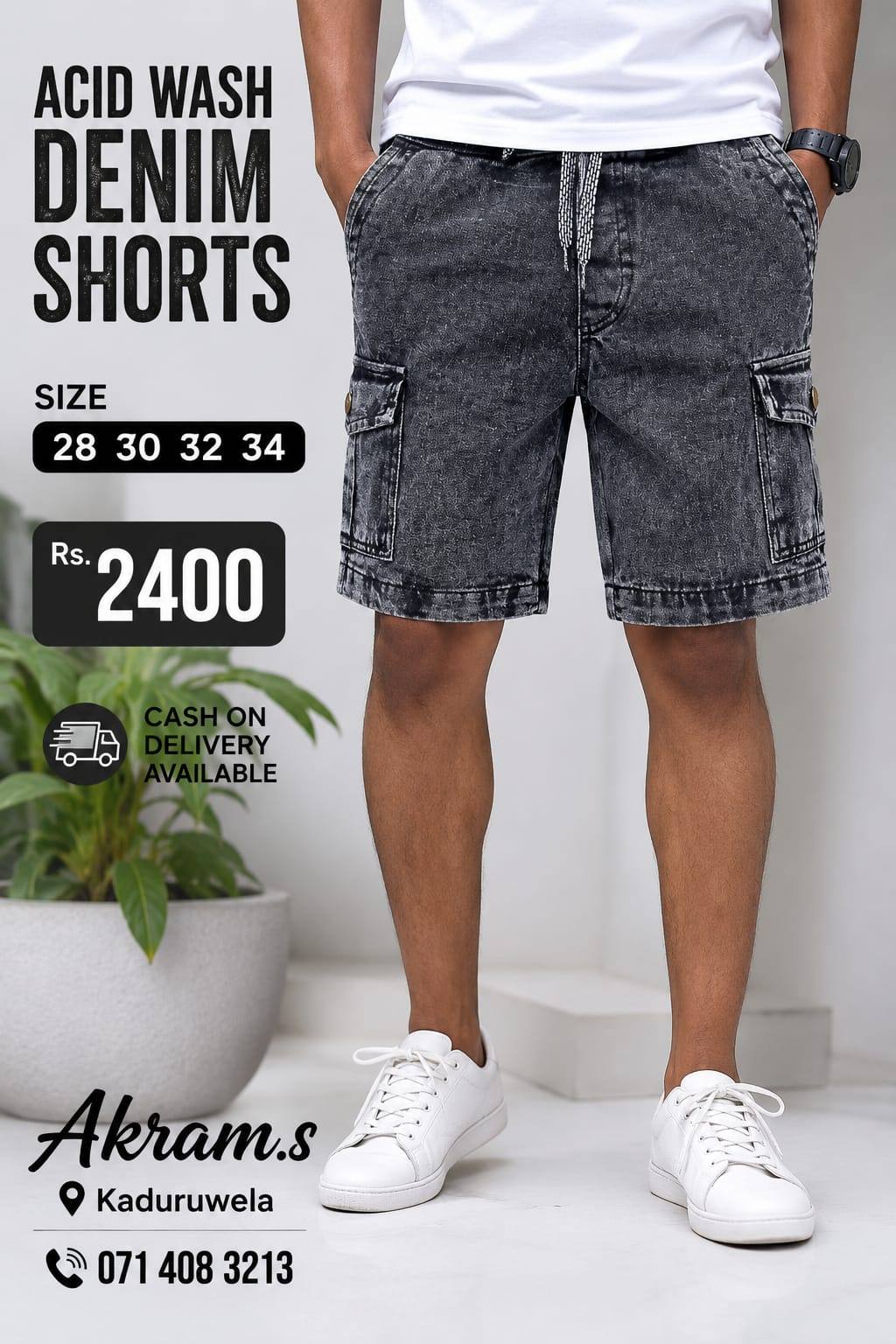 ACID WASH DENIM SHORTS โ NEW ARRIVAL
