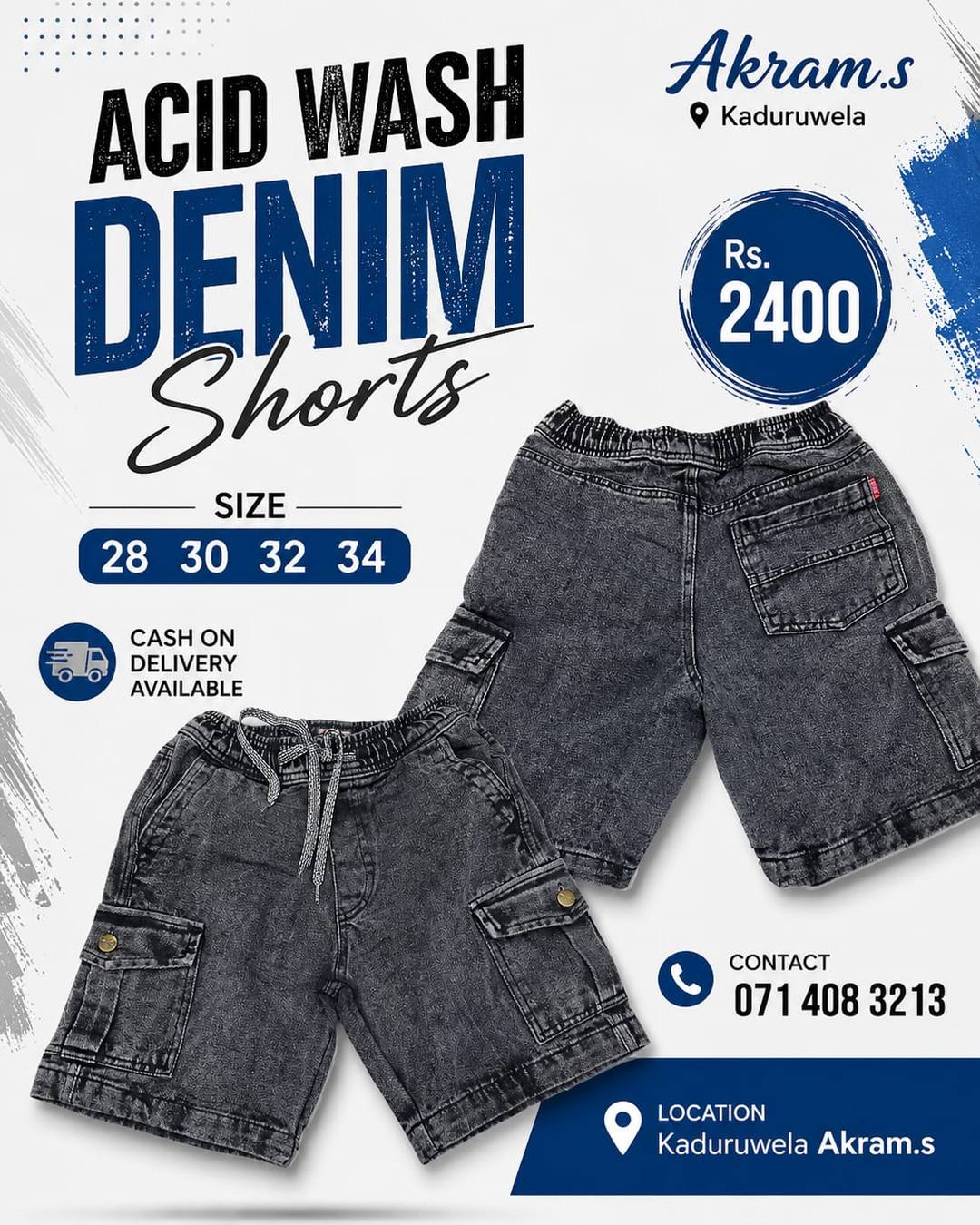 ACID WASH DENIM SHORTS