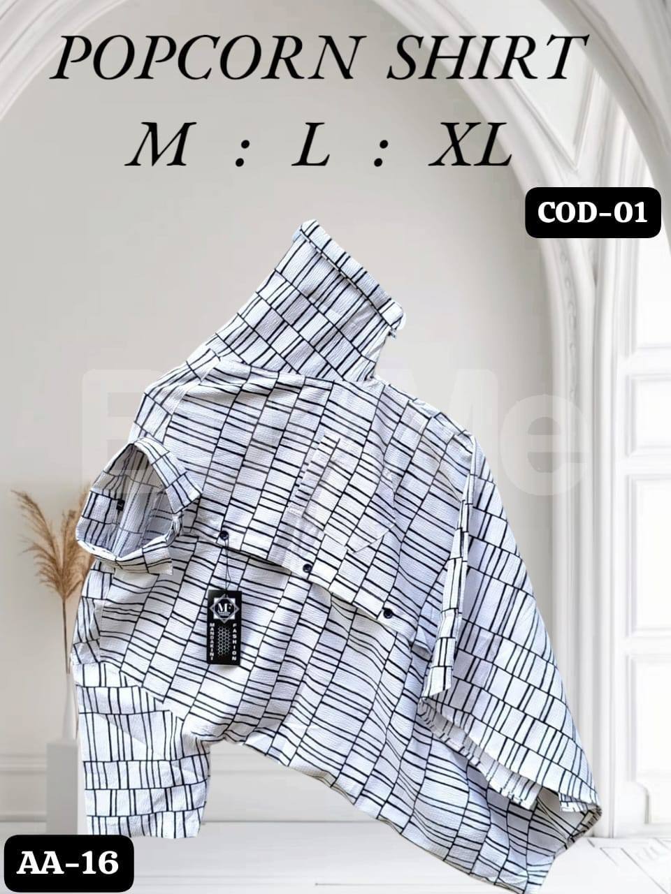 MENS POPCORN SHIRT - WHITE