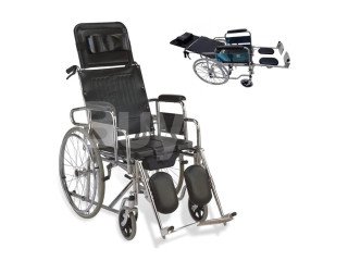 COMMODE WHEEL CHAIR FULL OPTION WITH ADJUSTABLE LEG