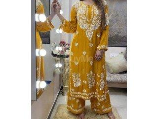 RAYON PRINTED SET - YELLOW COLOR