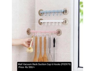 WALL VACCUM RACK SUCTION CUP - 6 HOOKS