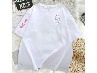 WOMEN'S HELLO KITTY BAGGY TSHIRT - WHITE