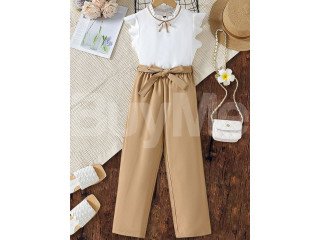 FULL KIT CASUAL DRESS FOR LADIES - BEIGE & WHITE