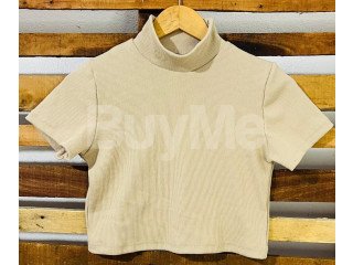 HIGHNECK TSHIRT - BEIGE