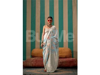 MODERN INDIAN SAREE - WHITE