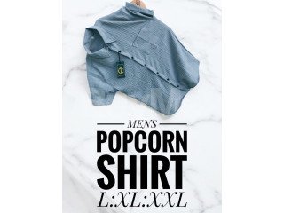 MENS HALF SLEEVE POPCORN SHIRT - LIGHT GRAY