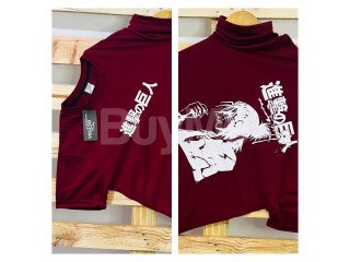 DOUBLE SIDE PRINT CREW NECK TSHIRT - MAROON COLOUR