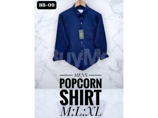 MENS LONG SLEEVE POPCORN SHIRT - NAVY BLUE