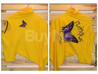 BUTTERFLY PRINTED T SHIRT - YELLOW