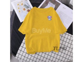 ELEPHANT PRINTED BAGGY TSHIRT - YELLOW