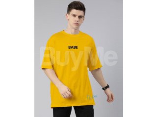 BABE PRINT BAGGY TSHIRT - YELLOW