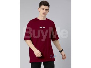 BABE PRINT BAGGY TSHIRT - MAROON