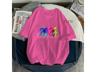 2024 PRINTED BAGGY TSHIRT - PINK