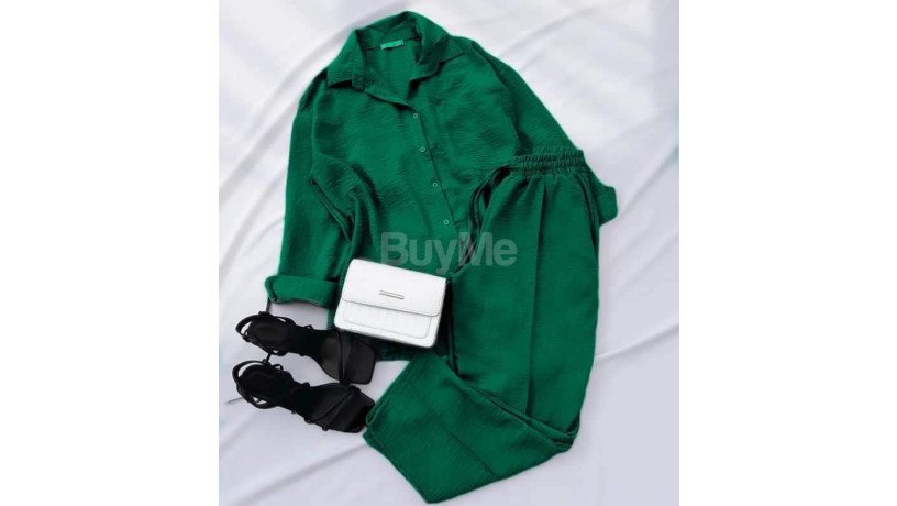 button-up-top-and-drawstring-wide-leg-pant-outfit-set-dark-green-big-0