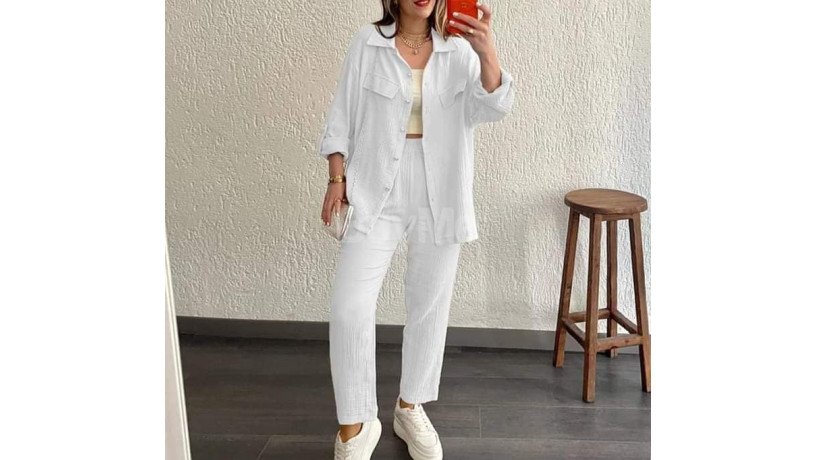 women-shirt-and-pant-outfit-set-white-big-0