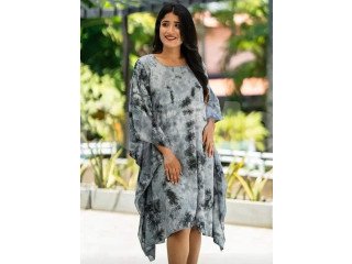 BATHIK FABRIC SHORT FROCK - GREY