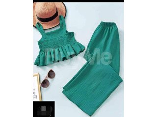 CROP TOP WITH PANT - BLUE GREEN