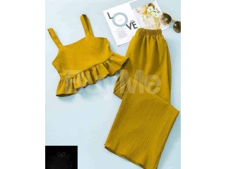 CROP TOP WITH PANT - MUSTARD YELLOW